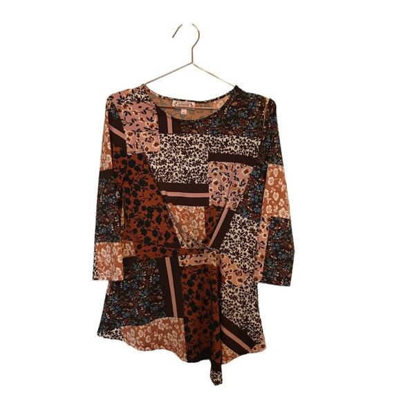 Nanette Lepore Y2K Retro Patchwork Scarf Hem Top - Picture 1 of 7